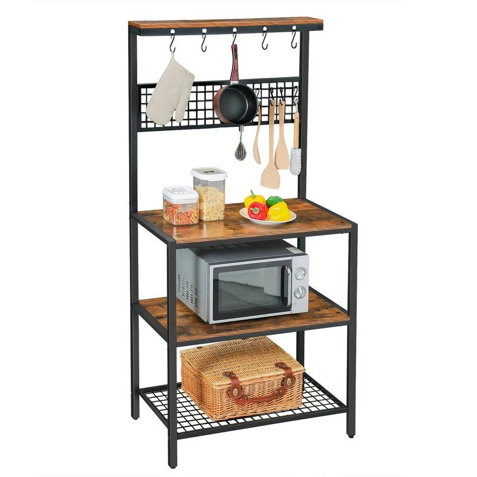 VASAGLE Küchenregal »KKS17BX«, Standregal für die Küche, 10 Haken, Gitterablage aus Metall, Vintage 3 VASAGLE Küchenregal »KKS17BX«, Standregal für die Küche, 10 Haken, Gitterablage aus Metall, Vintage
