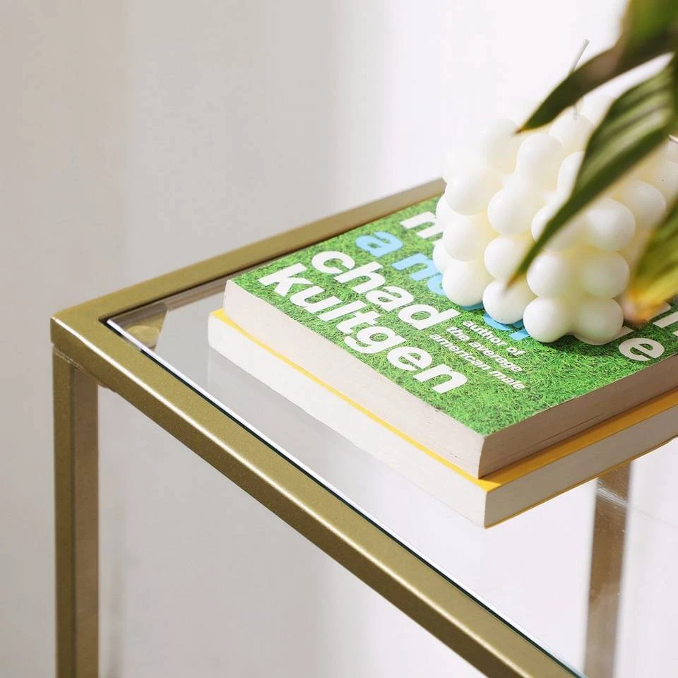 VASAGLE Konsolentisch »LGT27G LGT024A01«, Beistelltisch Sofatisch, 3 Ebenen, Ablagen aus Hartglas, goldfarben 7 VASAGLE Konsolentisch »LGT27G LGT024A01«, Beistelltisch Sofatisch, 3 Ebenen, Ablagen aus Hartglas, goldfarben – Bild 5