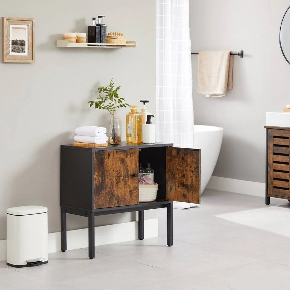 VASAGLE Nachttisch »LSC106B01«, Nachtschrank, mit viel Staumraum, verstellbaren Ablagen, asymmetrischen Türen, 60 x 30 x 60 cm, vintage 5 VASAGLE Nachttisch »LSC106B01«, Nachtschrank, mit viel Staumraum, verstellbaren Ablagen, asymmetrischen Türen, 60 x 30 x 60 cm, vintage – Bild 3