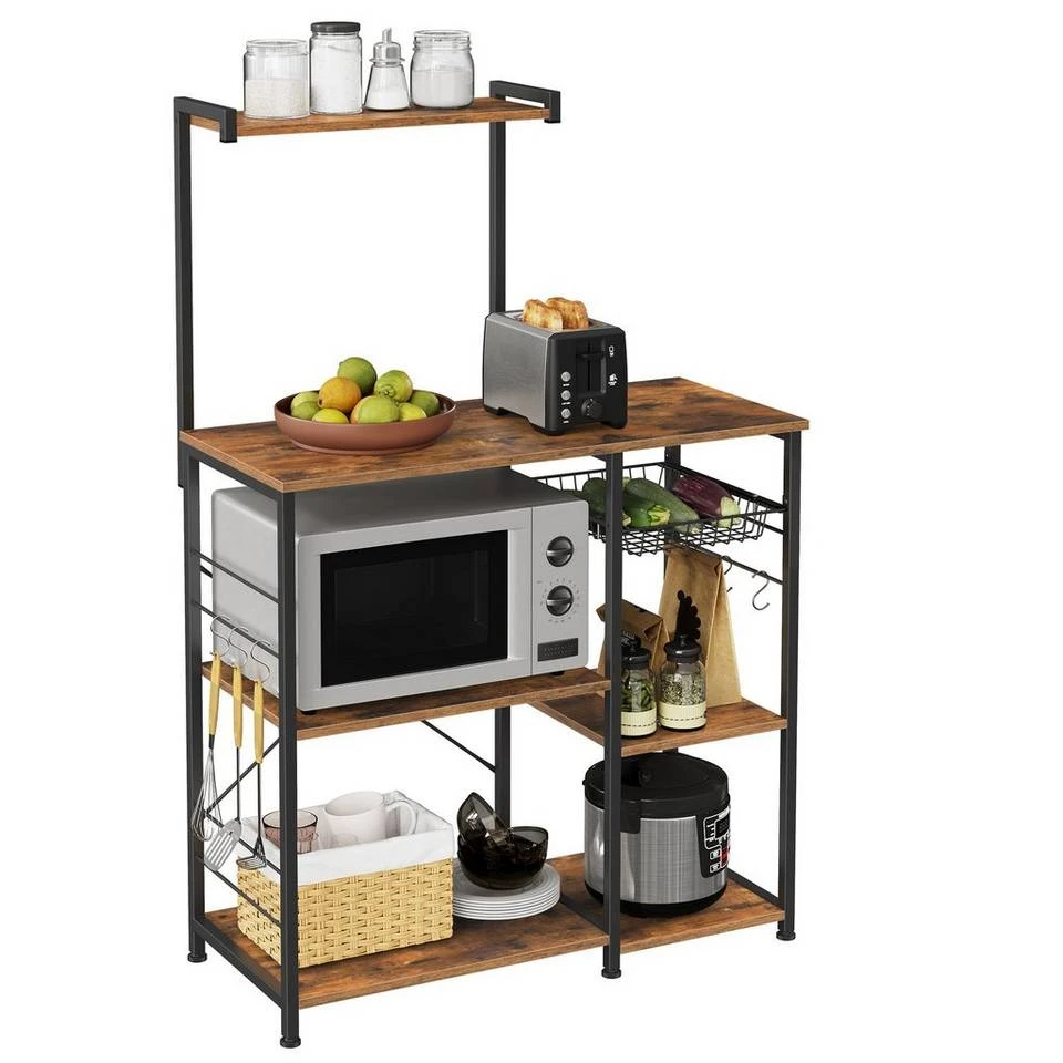 VASAGLE Standregal »KKS035/35«, Küchenregal mit Metallkorb, 6 S-Haken und Regalablagen, 90 x 40 x 132 cm, Industrie-Design Haselnussbraun-schwarz, Greige-schwarz, Vintage 18 VASAGLE Standregal »KKS035/35«, Küchenregal mit Metallkorb, 6 S-Haken und Regalablagen, 90 x 40 x 132 cm, Industrie-Design Haselnussbraun-schwarz, Greige-schwarz, Vintage – Bild 16