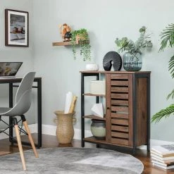 VASAGLE Sideboard »LSC74BX LSC74GD«, Küchenschrank mit 3 offenen Ablagen, Stahlgestell, vintage Braun -Vasagleau Geschaft db2f443c ed1f 49d4 a1af 4c57a7af2ae3