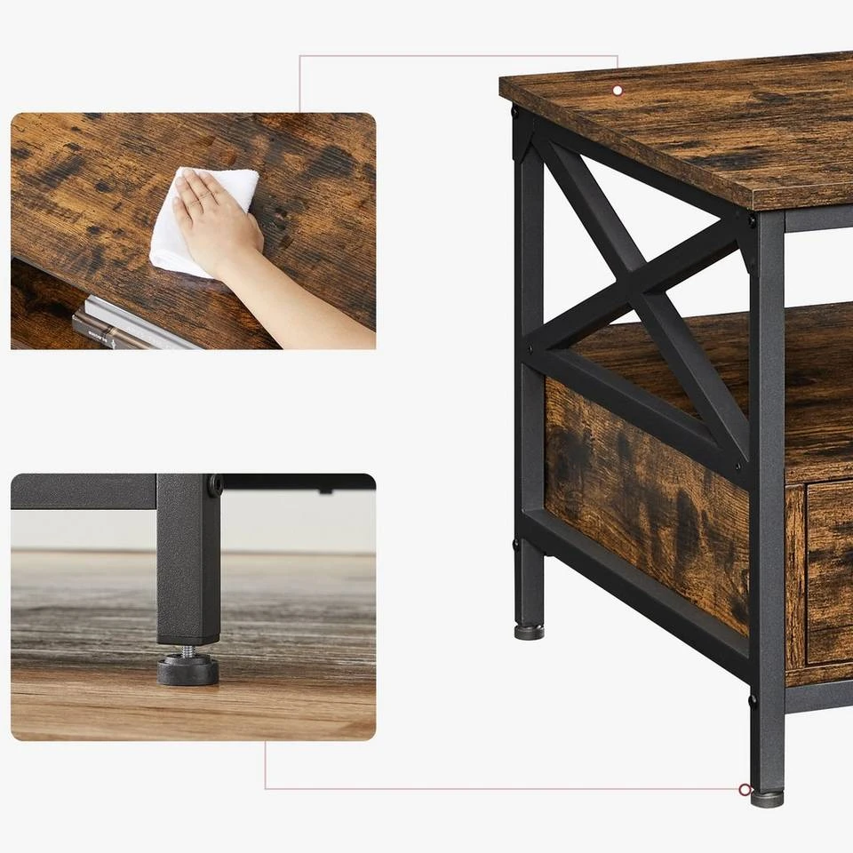 VASAGLE Couchtisch »LCT201B01«, Wohnzimmertisch, Sofatisch, mit Schubladen, X-förmige Streben, vintage 9 VASAGLE Couchtisch »LCT201B01«, Wohnzimmertisch, Sofatisch, mit Schubladen, X-förmige Streben, vintage – Bild 7