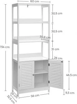 VASAGLE Badkommode »BBC82WT«, Badschrank, Bücherregal, 60 x 32,5 x 154 cm, mattweiß -Vasagleau Geschaft dd813fb8 8f95 4f0a b4c7 623daba586d7