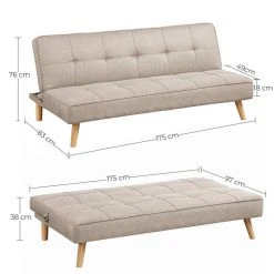 VASAGLE Schlafsofa »LCS701«, Schlafcouch, Bettsofa, 175 x 83 x 76 cm, Ausklappsofa, Wohnheim, grau Beige -Vasagleau Geschaft dd8f916c 71d0 427f beb3 e708aac08832