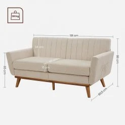 VASAGLE 3-Sitzer »LCS030«, Couch für Wohnzimmer, Beine aus Massivholz, Mid-Century Stil, 191 x 80,5 x 86 cm Beige, Grau -Vasagleau Geschaft ddcb77fb 0123 4d19 9127 58e41e857f2b