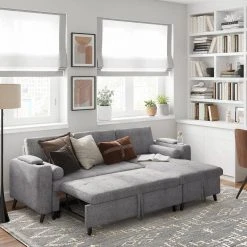 VASAGLE Schlafsofa »LCS801«, Bettsofa mit Stauraum, Ecksofa, mit Becherhalter, einfache Montage, 223 x 142 x 88 cm (L x B x H), modern Dunkelgrau, Hellgrau -Vasagleau Geschaft defa180f e136 4065 9d5a 1f03137e17f7