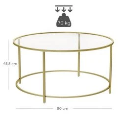 VASAGLE Couchtisch »LGT21G«, Beistelltisch, Glastisch, Sofatisch mit Metallgestell, Hartglas, Ø 84 cm, rund, stabil Gold, Schwarz 31 VASAGLE Couchtisch »LGT21G«, Beistelltisch, Glastisch, Sofatisch mit Metallgestell, Hartglas, Ø 84 cm, rund, stabil Gold, Schwarz -Vasagleau Geschaft e027bdf0 6df7 41c8 9933 bed40e94547a