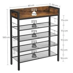 VASAGLE Schuhregal »LBS022B01«, Schuhregal, für 14 Paar Schuhe, erhöhte Seitenkanten, Industriestil, vintage -Vasagleau Geschaft e2e6e490 0cc4 4a12 a211 42097ac2477b