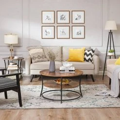 VASAGLE Beistelltisch »LET56BX«, Beistelltisch rund, Sofatisch, 2 Ablagen, vintage Greige -Vasagleau Geschaft e53aea9e b451 4bd2 8721 1cf72d0f2ffa