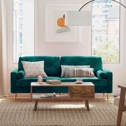 VASAGLE 3-Sitzer »LCS001«, Bezug aus Samt, Metallbeine, Klassisch bis modern, einfacher Aufbau, 183 x 78 x 88 cm Blau, Grau, Petrolfarben, Rosa -Vasagleau Geschaft eaa2610e 5f5e 4be9 bc7f a02b6e0919aa