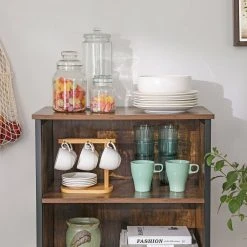 VASAGLE Highboard »LSC66«, Kommode, mit 2 offenen Regalfächern, Holzoptik, Hohe 125 cm, Wohnzimmer, Flur, Büro, vintage -Vasagleau Geschaft eb7c83fd a6ec 4754 aa79 3cba826852d7