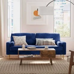 VASAGLE 3-Sitzer »LCS001«, Bezug aus Samt, Metallbeine, Klassisch bis modern, einfacher Aufbau, 183 x 78 x 88 cm Blau, Grau, Petrolfarben, Rosa -Vasagleau Geschaft ebf127a0 4e84 466d 8377 85eb594cbad3