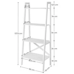 VASAGLE Standregal »LLS200N01 LLS200W01«, Bücherregal, Leiterregal mit 4 Ebenen Natur, Weiß -Vasagleau Geschaft ec63549c 9a18 49a3 bc71 9bcd8cf99ddb