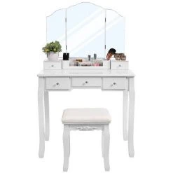 VASAGLE Schminktisch »RDT28K RDT28WT«, Frisiertisch, Kosmetiktisch mit Klappspiegel und 5 Schubladen, mit Hocker Natur, Weiß 24 VASAGLE Schminktisch »RDT28K RDT28WT«, Frisiertisch, Kosmetiktisch mit Klappspiegel und 5 Schubladen, mit Hocker Natur, Weiß -Vasagleau Geschaft ee01691e 32e1 45fc 8574 a41fafdcfd6d