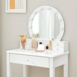 VASAGLE Schminktisch »RDT151W01«, Frisiertisch, Kosmetiktisch, mit 10 dimmbare Glühbirnen, gepolsterter Hocker -Vasagleau Geschaft ee60285c f6e2 405d b031 9f6179ee6e8b