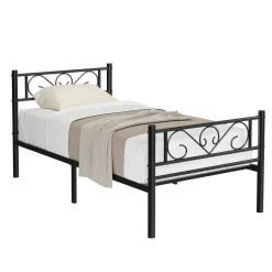 VASAGLE Metallbett »RMB061 RMB063«, Einzelbett, Doppelbett, mit Lattenrost und Bettgestell, für kleine Räume, Gästebett Schwarz, Weiß -Vasagleau Geschaft ef65717f c40a 4e96 81c9 9a160eb9923b