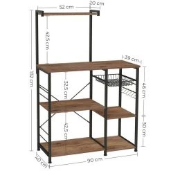 VASAGLE Standregal »KKS035/35«, Küchenregal mit Metallkorb, 6 S-Haken und Regalablagen, 90 x 40 x 132 cm, Industrie-Design Haselnussbraun-schwarz, Greige-schwarz, Vintage 35 VASAGLE Standregal »KKS035/35«, Küchenregal mit Metallkorb, 6 S-Haken und Regalablagen, 90 x 40 x 132 cm, Industrie-Design Haselnussbraun-schwarz, Greige-schwarz, Vintage -Vasagleau Geschaft ef70b43c 74f7 409d b295 ca58e9f7f870