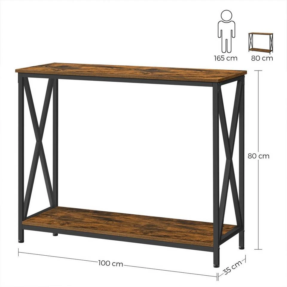 VASAGLE Konsolentisch »LNT088B01 LNT100B01«, Beistelltisch, Flurtisch, Sofatisch, 100 x 35 x 80 cm, für Wohnzimmer, Flur, vintagebraun-schwarz 17 VASAGLE Konsolentisch »LNT088B01 LNT100B01«, Beistelltisch, Flurtisch, Sofatisch, 100 x 35 x 80 cm, für Wohnzimmer, Flur, vintagebraun-schwarz – Bild 15