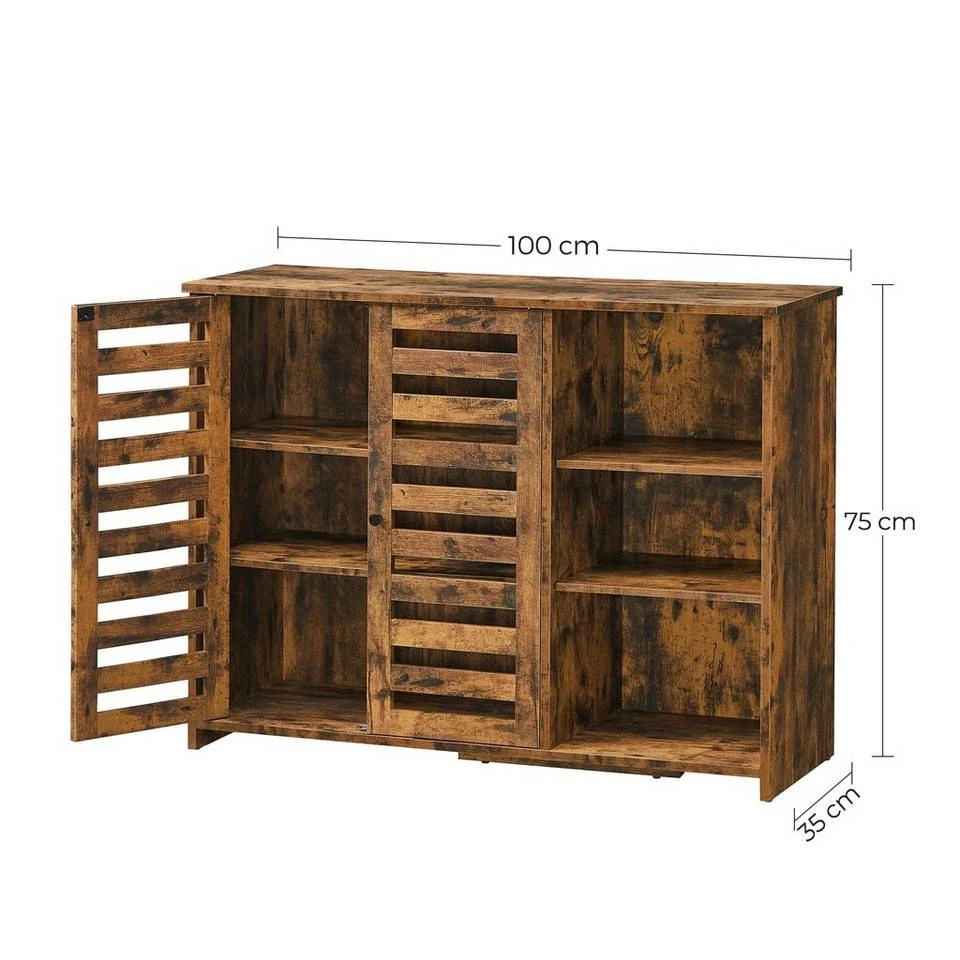 VASAGLE Kommode »LBF004X01«, Sideboard, Küchenschrank mit 2 Lamellentüren, freistehend, 100 x 35 x 75 cm, vintagebraun 11 VASAGLE Kommode »LBF004X01«, Sideboard, Küchenschrank mit 2 Lamellentüren, freistehend, 100 x 35 x 75 cm, vintagebraun – Bild 9