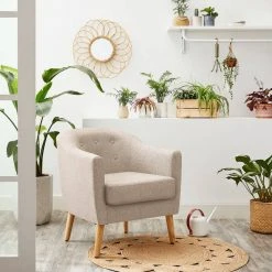 VASAGLE Relaxliege »LAC005G01 LAC005M01«, Loungesessel, mit Sitzkissen, Beine aus Massivholz, modern, für Wohnzimmer, Büro Beige, Grau -Vasagleau Geschaft f0e7ed83 edb3 4876 84e5 5b6d8444a2c0