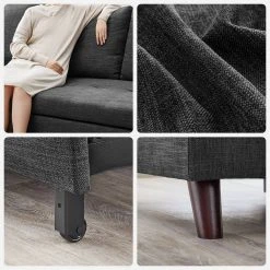 VASAGLE Schlafsofa »LCS801«, Bettsofa mit Stauraum, Ecksofa, mit Becherhalter, einfache Montage, 223 x 142 x 88 cm (L x B x H), modern Dunkelgrau, Hellgrau -Vasagleau Geschaft f48aae49 e73d 4d75 b510 d311200ad1d8