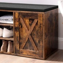 VASAGLE Schuhbank »LHS058X01«, Schrank, Schuhregal mit 9 offenen Fächern, mit Polsterung, rustikale Tür, vintage -Vasagleau Geschaft f5bd0e44 89ed 46e7 a4c4 5751294a2084