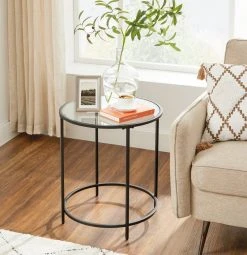 VASAGLE Beistelltisch »LGT20G/020B01«, Beistelltisch rund, kleiner Couchtisch, Glastisch mit Metallgestell, Nachttisch, Sofatisch Gold, Ros&eacute;gold, Schwarz -Vasagleau Geschaft f643edda 5dad 4e71 b4eb c667ba0e807c