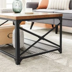 VASAGLE Couchtisch »LCT070B01«, Sofatisch mit Gitterablage, Stahlgestell mit seitlichen X-Streben, bis 50 kg belastbar, stabil, vintage -Vasagleau Geschaft f720e229 1621 4aa7 af07 4246b944a478