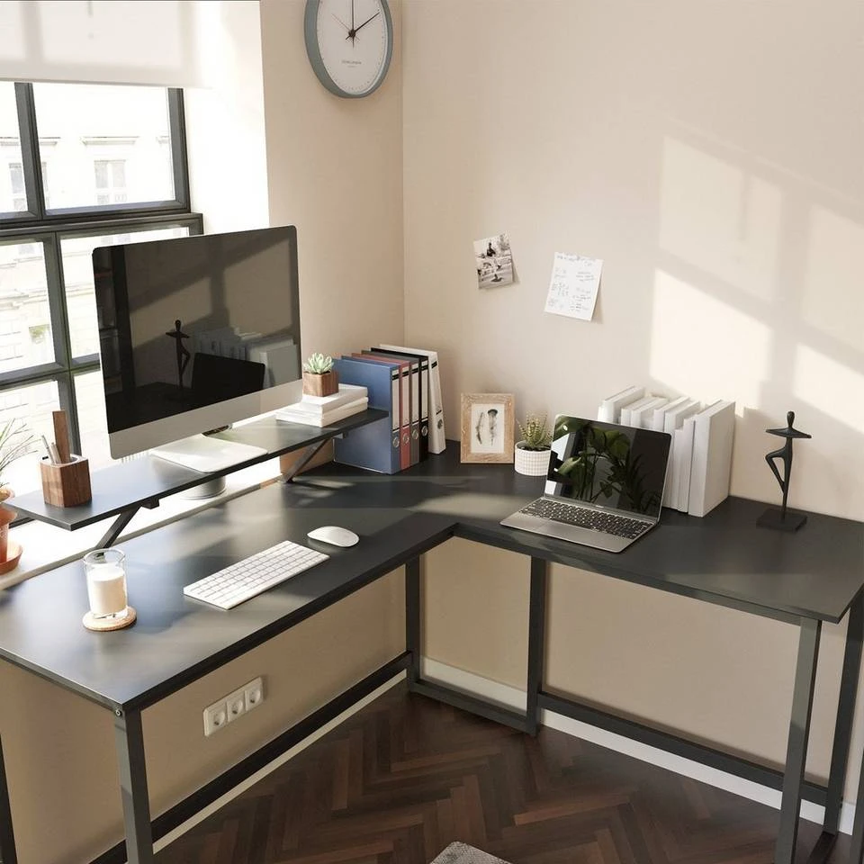 VASAGLE Eckschreibtisch »LWD56 LWD056«, Eckschreibtisch, L-förmiger Computertisch, beweglichem Monitoraufsatz, Büro, Gaming, Metall Grau, Schwarz, Vintage 23 VASAGLE Eckschreibtisch »LWD56 LWD056«, Eckschreibtisch, L-förmiger Computertisch, beweglichem Monitoraufsatz, Büro, Gaming, Metall Grau, Schwarz, Vintage – Bild 21