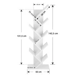 VASAGLE Bücherregal »LBC11BX LBC11WTV1«, Standregal mit 8 Ebenen, in Baumform, für Wohnzimmer, Homeoffice und Büro Vintage, Weiß -Vasagleau Geschaft fa50cea1 421c 4c22 894d d8c4a3bdc705