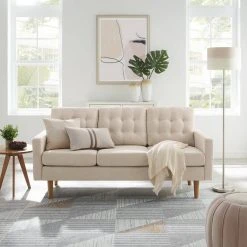 VASAGLE 3-Sitzer »LCS101«, Couch fürs Wohnzimmer, Polyester, 177 x 72 x 86 cm (L x B x H) Beige, Grau