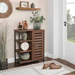 VASAGLE Sideboard »LSC74BX LSC74GD«, Küchenschrank mit 3 offenen Ablagen, Stahlgestell, vintage Braun -Vasagleau Geschaft ffde2fd9 0ff4 40fa 9562 ba19fd735167